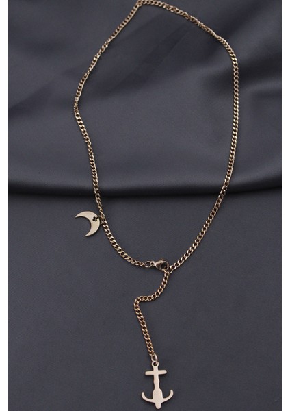 Çelik Rose Renk Çapa Tasarımlı Kadın Kolye fiyatları