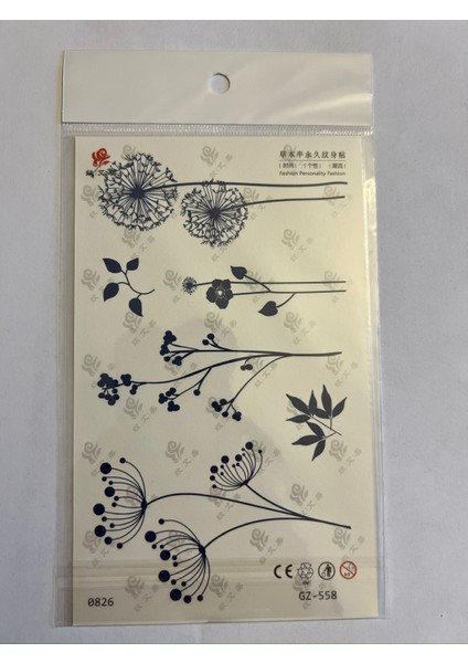 Zarif Çiçekler 18X11 cm Yarı Kalıcı Hayalet Geçici Dövme Yapıştırma Dövme