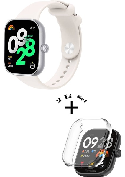 Xiaomi Redmi Watch 4 / 5 Uyumlu Yumuşak Silikon Kordon + Kasa ve Ekran Koruyucu