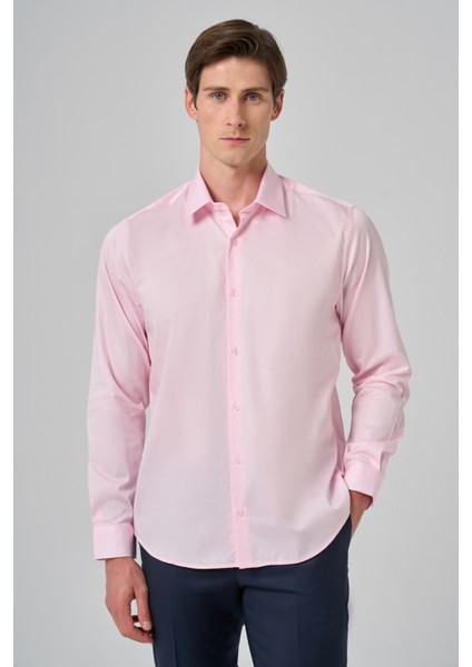 Erkek Pembe Dynamic Fit Sert Yaka Gömlek