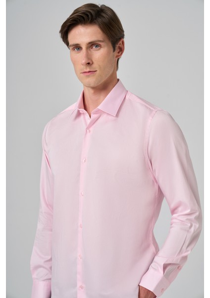 Erkek Pembe Dynamic Fit Sert Yaka Gömlek fırsatları