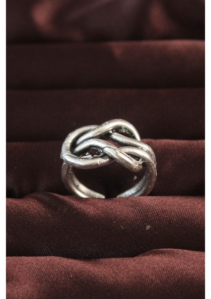 Gümüş Renk Düğüm Model Ayarlamalı Erkek Yüzük