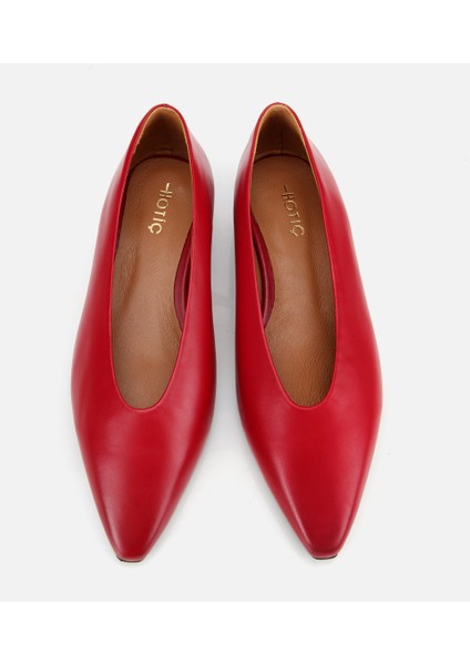 01AYH312460A750 KADIN Deri Kırmızı Yumuşak Dokulu Babet