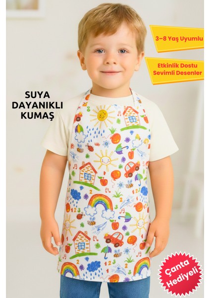 Çocuk Etkinlik Önlüğü ve Mutfak Önlüğü + Su Geçirmez Kumaş + Renkli Hayvan Desenleri (3-8 Yaş) modelleri