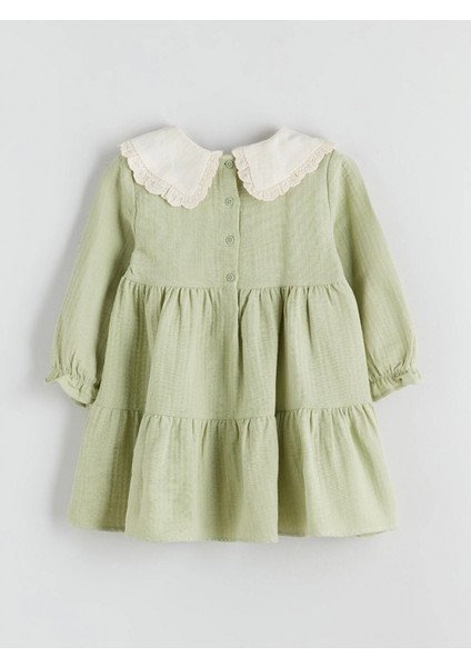 Lcw Kids Yeşil Bebe Yaka Müslin Kız Çocuk Elbise fiyatları