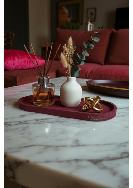 Oval Büyük Boy Beton Sunum ve Takı Tabağı, Çok Amaçlı Tabak, Mum Altlığı, Organizer