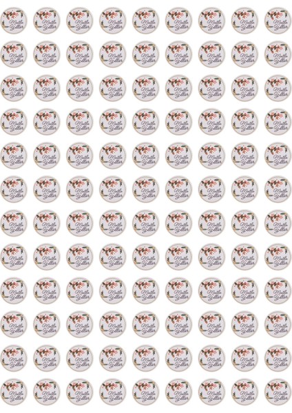 Yılbaşı Çiçek Temalı Mutlu Yıllar Sticker Seti, Yeni Yıl Hediye&paket Etiketi, 108 Adet, 33X33 mm