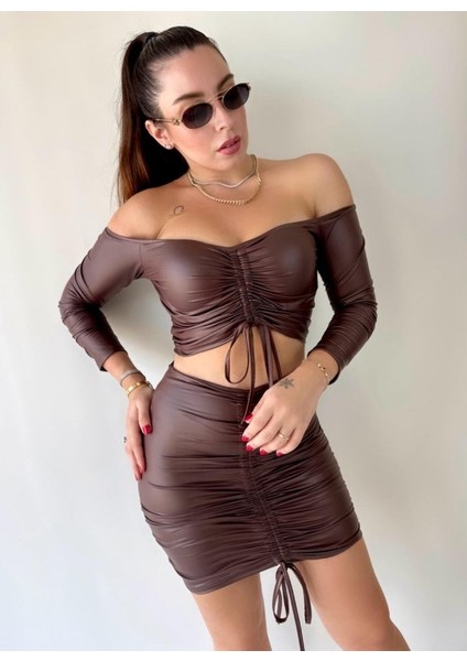 Kadın Büzgülü Deri Etek Takım Fırsat Ürün fiyatları