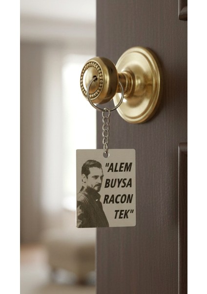 Anahtarlık Eşref Rüya "alem Buysa Racon Tek" Lazer Kesim Mdf modelleri