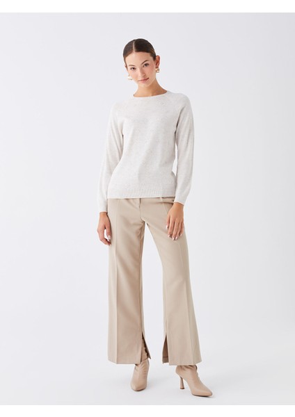 Yeni Sezon Bisiklet Yaka Kendinden Desenli Kadın Triko Kazak modelleri