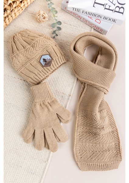 Garson Boy Erkek Çocuk 9-15 Yaş Lacivert Atkı Bere Eldiven Takımı