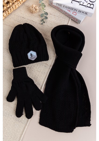 Garson Boy Erkek Çocuk 9-15 Yaş Lacivert Atkı Bere Eldiven Takımı