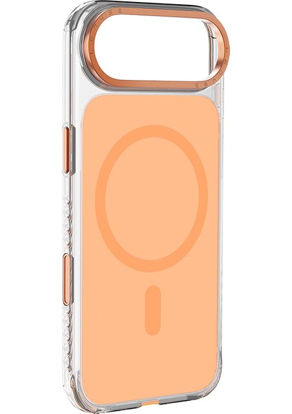 iPhone 17 Air Uyumlu Kılıf M-Safe Şarjlı Metal Kamera Çerçeveli Lenyes CK221 Sert Pc Kapak Turuncu