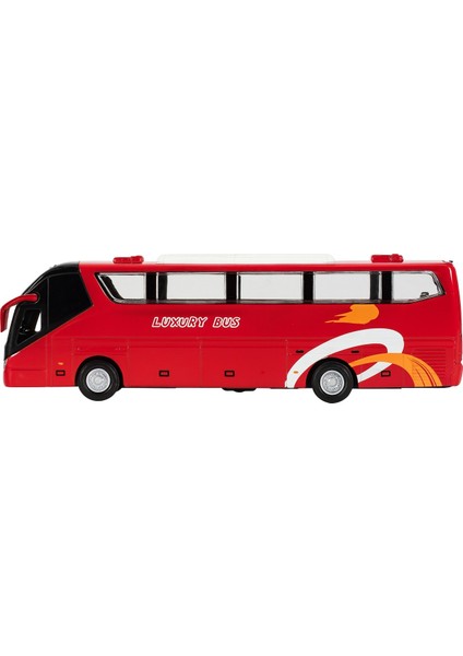 Lüks Işıklı Sesli Kapıları ve Bagajı Açılan Yumuşak Lastikli Tur Tatil Otobüsü 15 cm - Kırmızı fırsatları