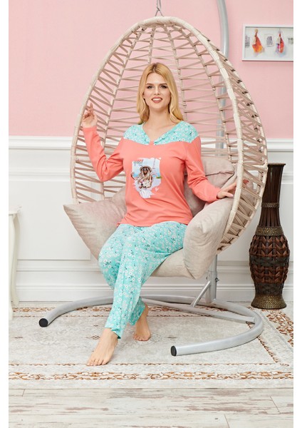 Bayan Uzun Kollu Pijama Takımı Model No 7620