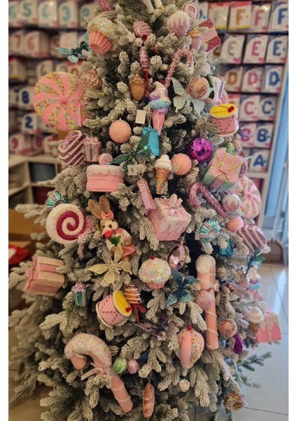 Yılbaşı Süsü Şekerlemeli Pasta Pembe 15 cm fiyatları