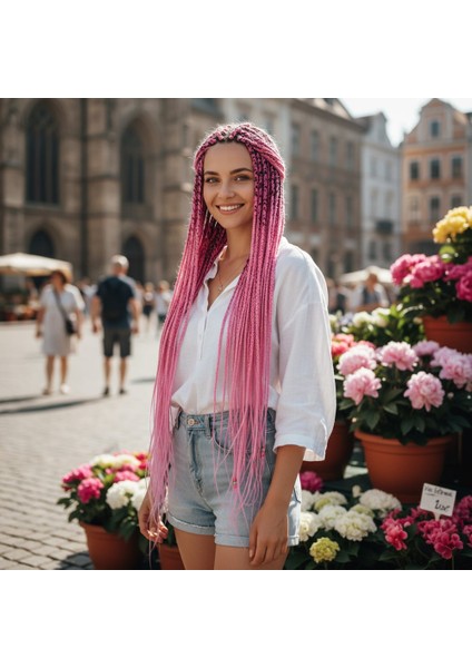 Afrika Örgüsü ve Rasta Için Sentetik Saç / Şeker Pembesi