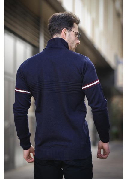 Giul Pamuk Slim Fit Şeritli Erkek Tam Balıkçı Boğazlı Kazak fırsatları