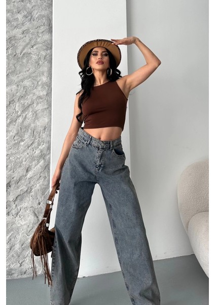 Baggy Kar Yıkama Eskitme Kahve Jeans Pantolon modelleri