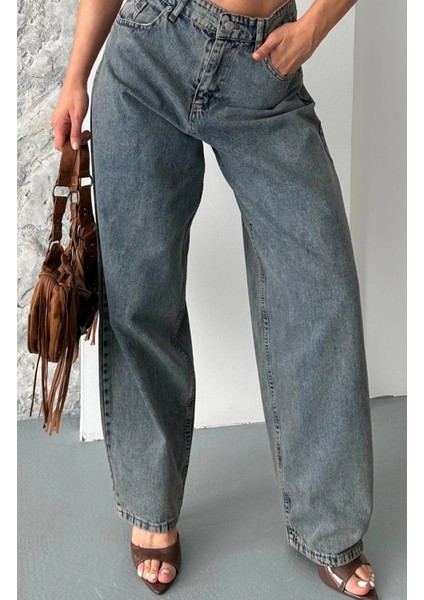 Baggy Kar Yıkama Eskitme Kahve Jeans Pantolon