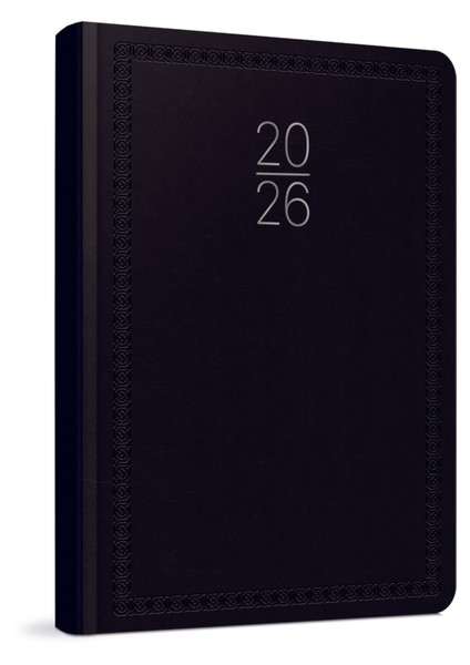 2026 112-EKK Iplik Dikişli Sert Kapak 17X24 Günlük Kasa Ajandası (Pazar Günleri Tek Sayfada) Siyah