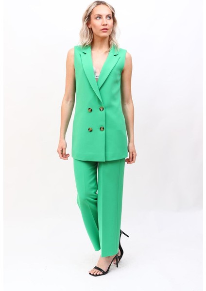 Midi Boy Klasik Yelek & Bol Paça Pantolon-Yeşil indirimleri