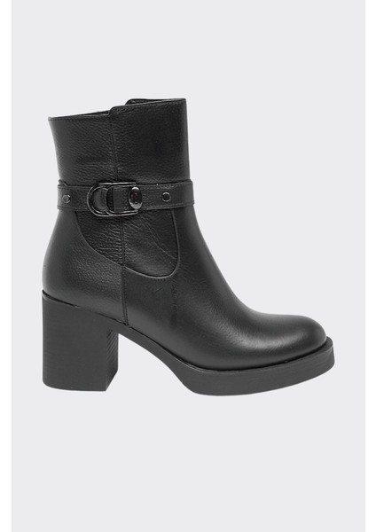 Hakiki Deri Kalın Topuk Kadın Bot