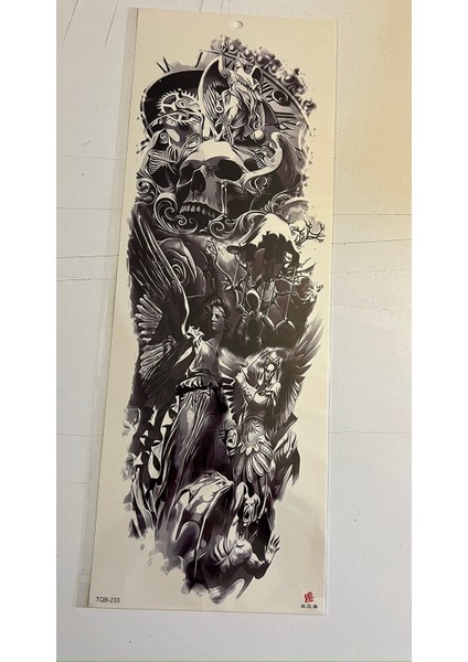 Kuru Kafa Melek 1 Hafta Kalıcı Tam Kol Bacak Yapıştırma Geçici Dövme 46 cm