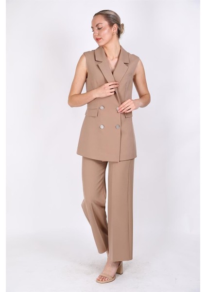 Blazer Yelek & Bol Paça Pantolon-Taş modelleri