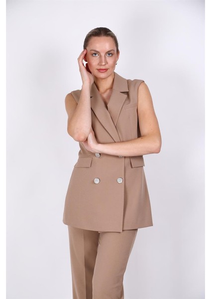 Blazer Yelek & Bol Paça Pantolon-Taş fırsatları