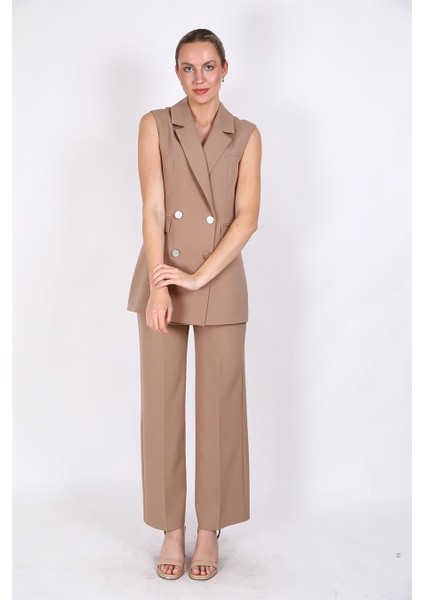 Blazer Yelek & Bol Paça Pantolon-Taş indirimleri