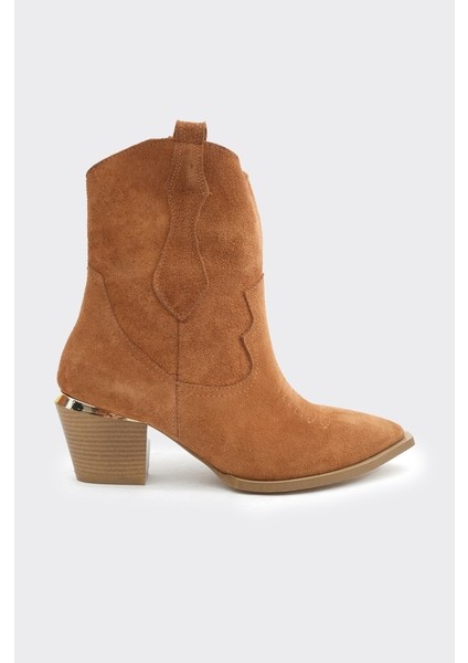 Hakiki Deri Kadın Western Bot