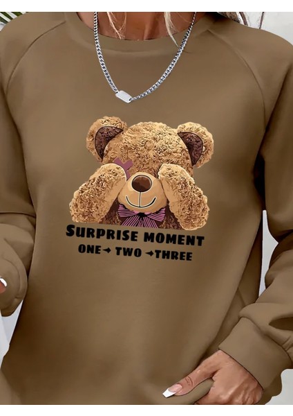 Kadın Uzun Kollu Bisiklet Yaka Ayıcık Desenli Viskon Iki Iplik Bluz fiyatları