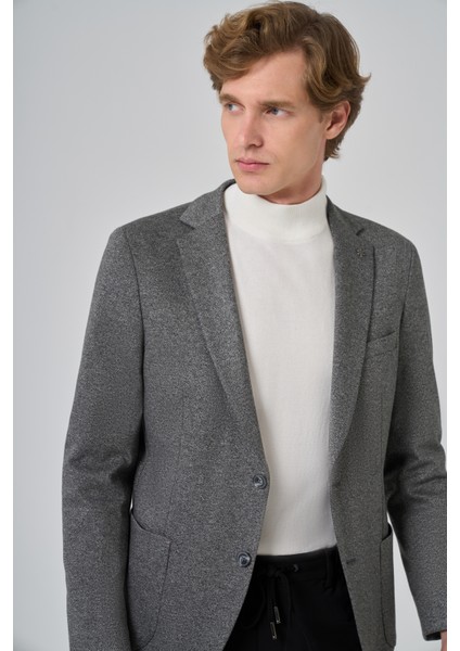 Erkek Füme Örme Slim Fit Mono Yaka Ceket fırsatları