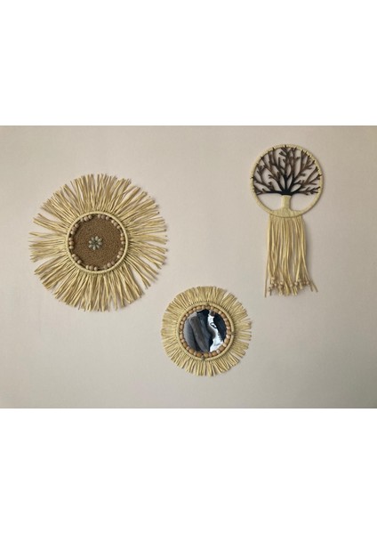 Bohem Tarzı Rafya 3 Lü Duvar Dekoru modelleri