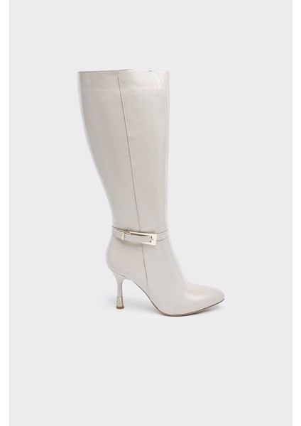 Hakiki Deri Ince Topuk Kadın Çizme