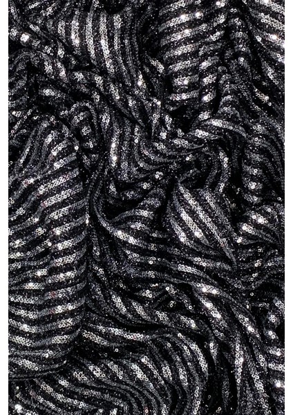 Sakallı Çizgili Pullu Kumaş Pullu Payet Kumaş Abiye Nişan Düğün Siyah fiyatları