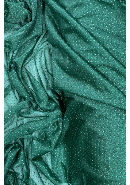Yağmur Damlası Simli Abiye Elbise Şallık Tül Kumaş Zümrüt Yeşili 41-K fiyatları