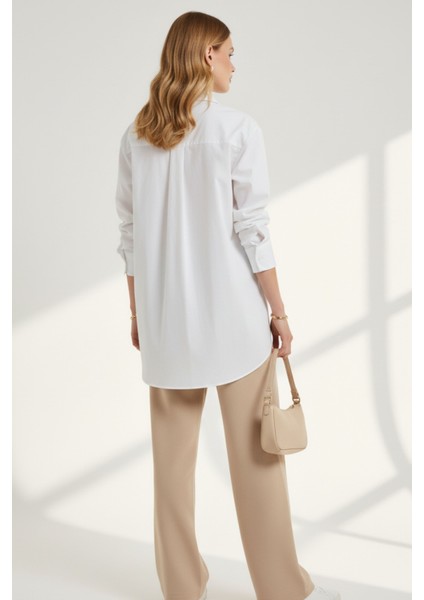 Kadın Beyaz Klasik Regular Fit Gömlek Yaka Düğmeli Uzun Kollu Zarif Gömlek – Kadın Gömlek fırsatları
