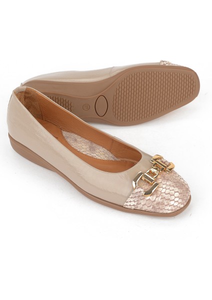 , Kadın Hakiki Deri Babet 1531050Z26142208K Vizon indirimleri