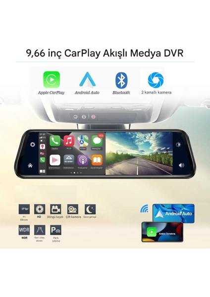 X4 Dikiz Aynalı Carplay Apple Android Uyumlu 9.6 Inç 2k Görüntü Arka/ön Görüş Kameralı Araç Ekranı fiyatları