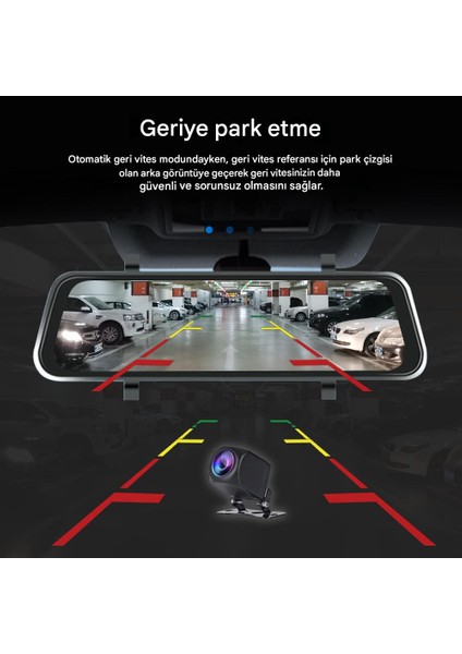 X4 Dikiz Aynalı Carplay Apple Android Uyumlu 9.6 Inç 2k Görüntü Arka/ön Görüş Kameralı Araç Ekranı