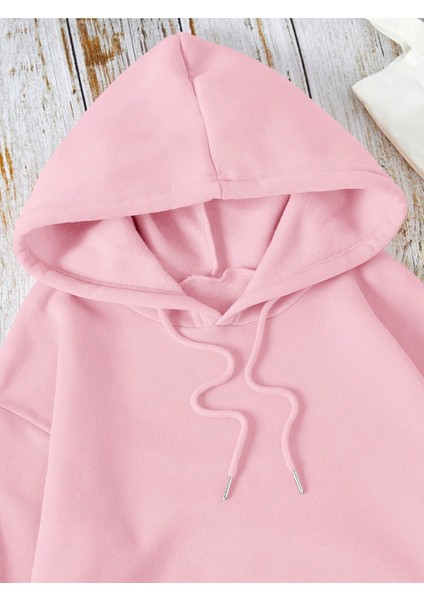 Kadın Baskılı Sweatshırt Kapüşonlu Oversize 3 Iplik Pamuklu modelleri