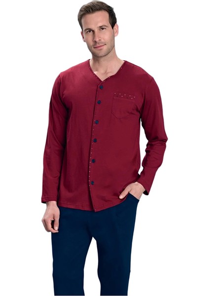 Over Sleep 2159 Erkek Büyük Beden Kışlık Yuvarlak Yaka Pijama Takım