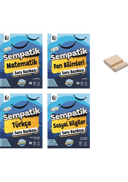 6. Sınıf Sempatik Matematik Fen Türkçe ve Sosyal Soru Bankası 4lü Set + Telefon Standı