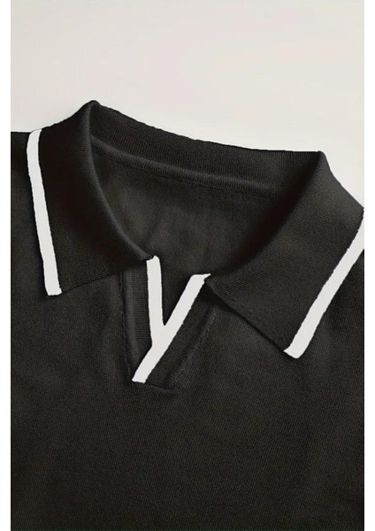 Roxy Slim Fit Yakası ve Kolu Şeritli Erkek Polo Yaka Triko Kazak fiyatları