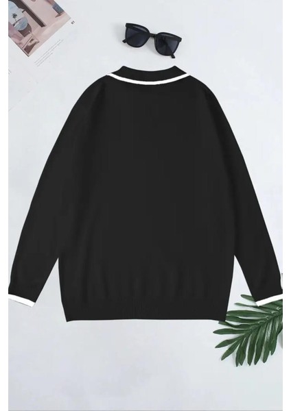 Roxy Slim Fit Yakası ve Kolu Şeritli Erkek Polo Yaka Triko Kazak fırsatları