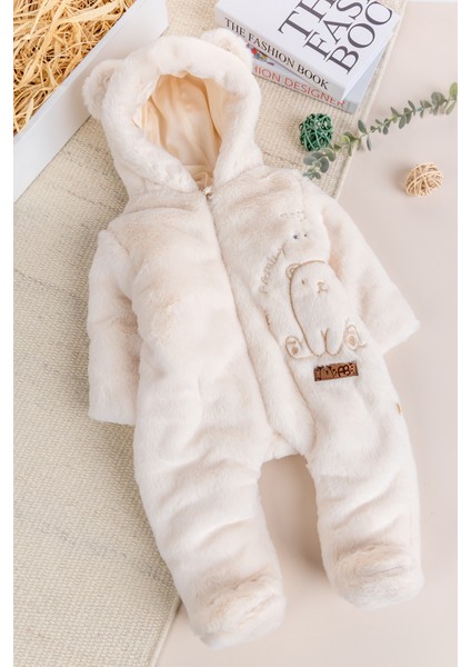 Premium Kalite Peluş Pamuk Penye Astarlı Ayıcık Fiğürlü Kışlık Kız-Erkek Bebek Tulum
