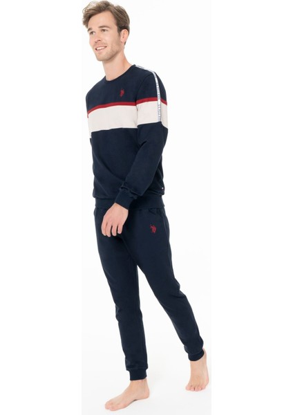 Erkek Bisiklet Yaka Uzun Kollu Pijama Takımı S26936 Bantlı Paça Rahat Kumaş Cepli fiyatları