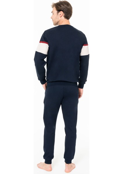 Erkek Bisiklet Yaka Uzun Kollu Pijama Takımı S26936 Bantlı Paça Rahat Kumaş Cepli fırsatları